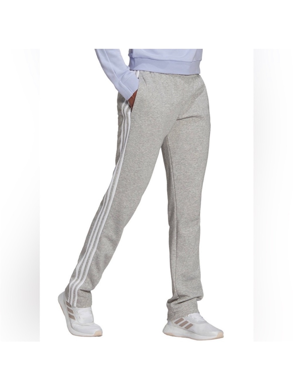 Adidas 3 Stripes Classic Gray Fleece Track Pants